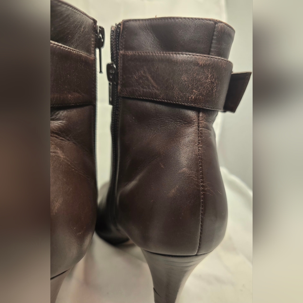 Alfani Dark Brown Leather Ankle Boots with Buckle 7 1/2 - Picture 8 of 11